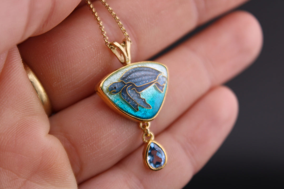 Leatherback Sea Turtle Cloisonne Pendant