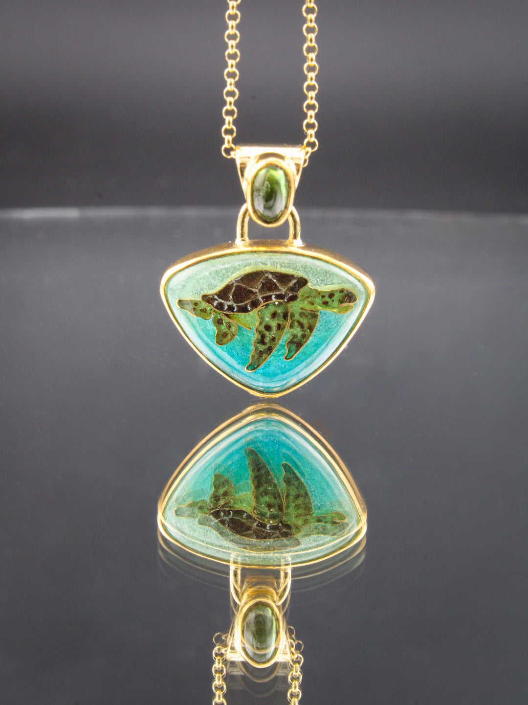 Hawksbill Sea Turtle Cloisonne Pendant