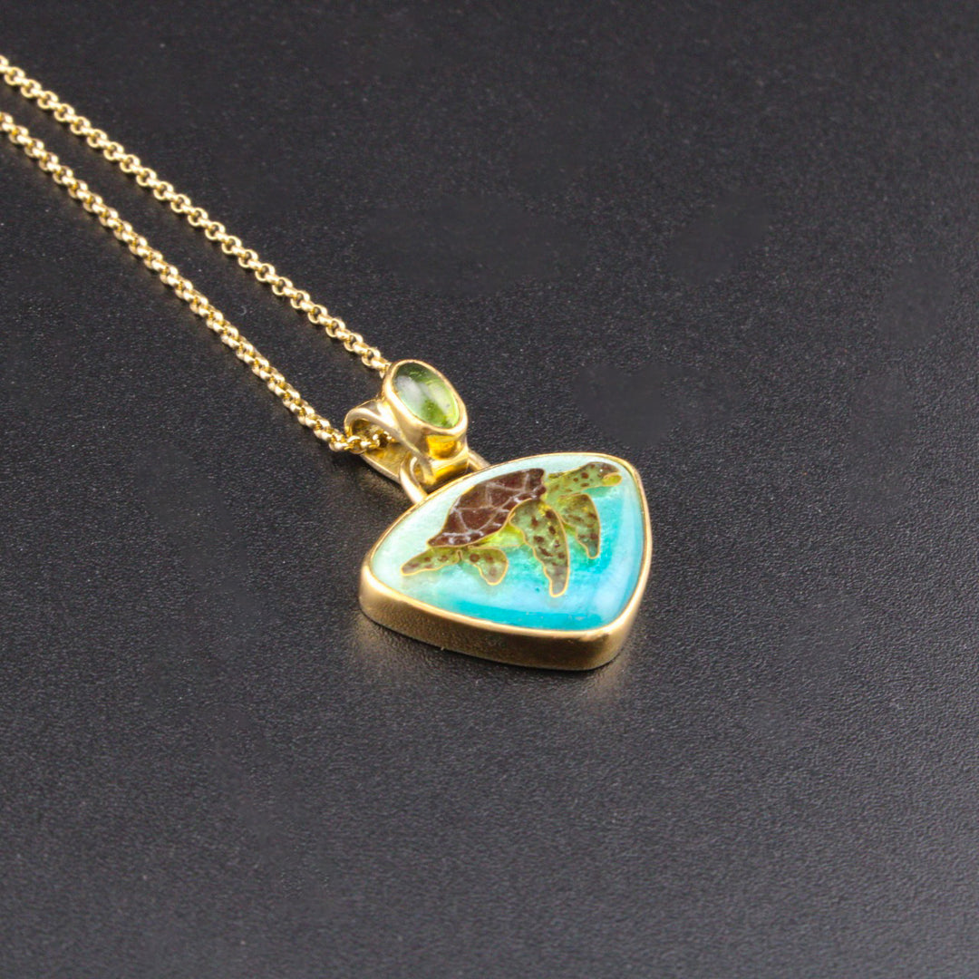 Hawksbill Sea Turtle Cloisonne Pendant