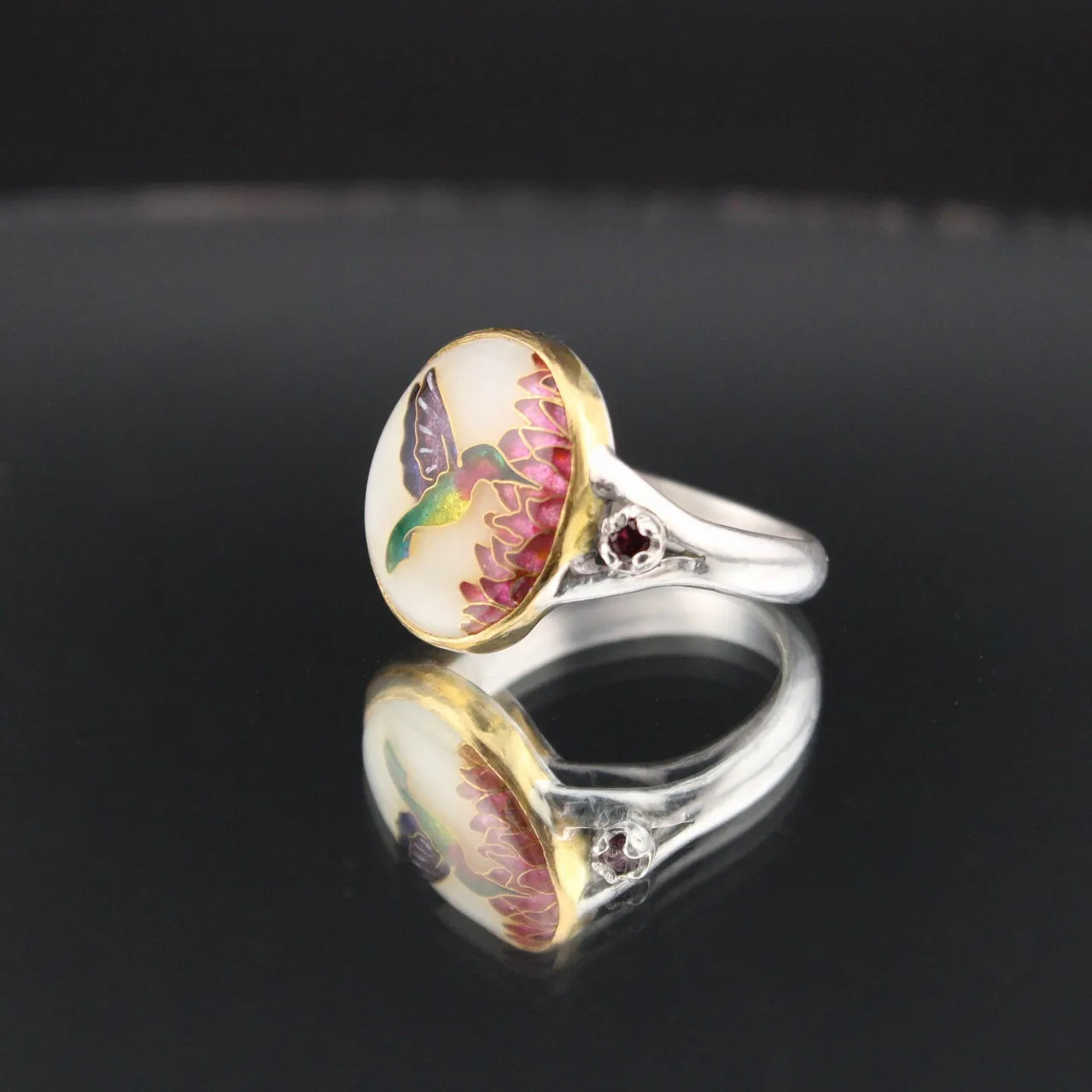 Custom Cloisonne Hummingbird Ring