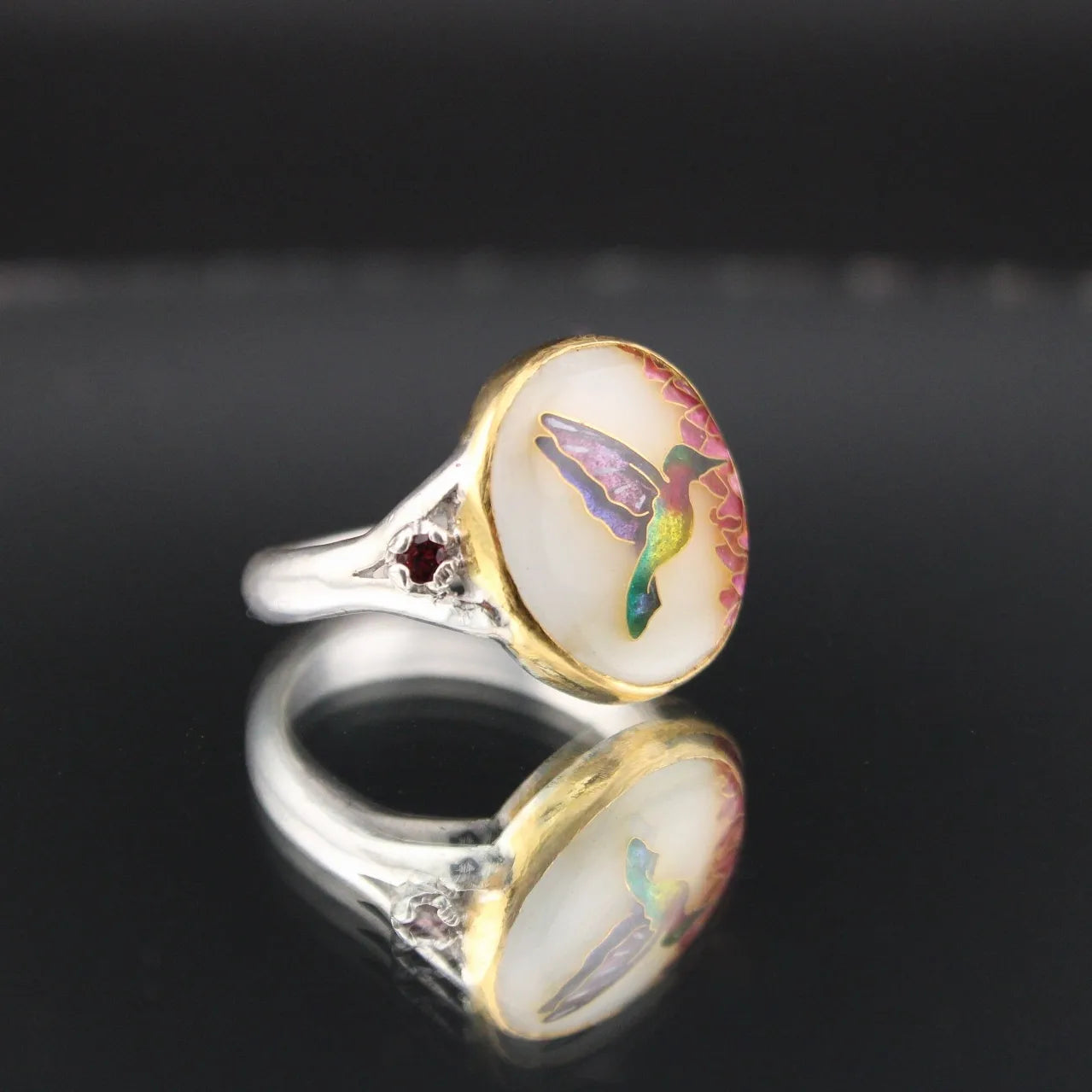 Custom Cloisonne Hummingbird Ring