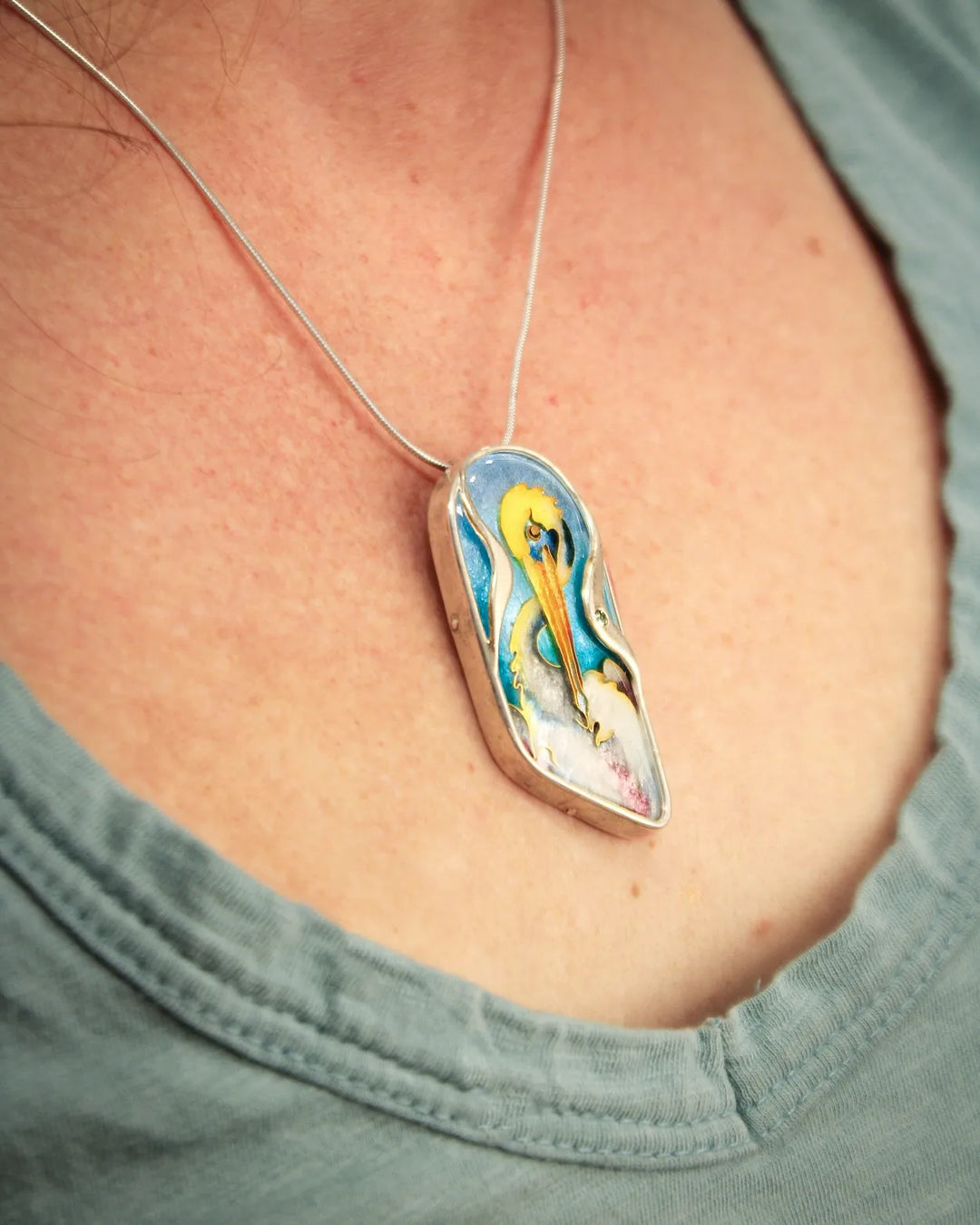 Pelican Cloisonné Pendant