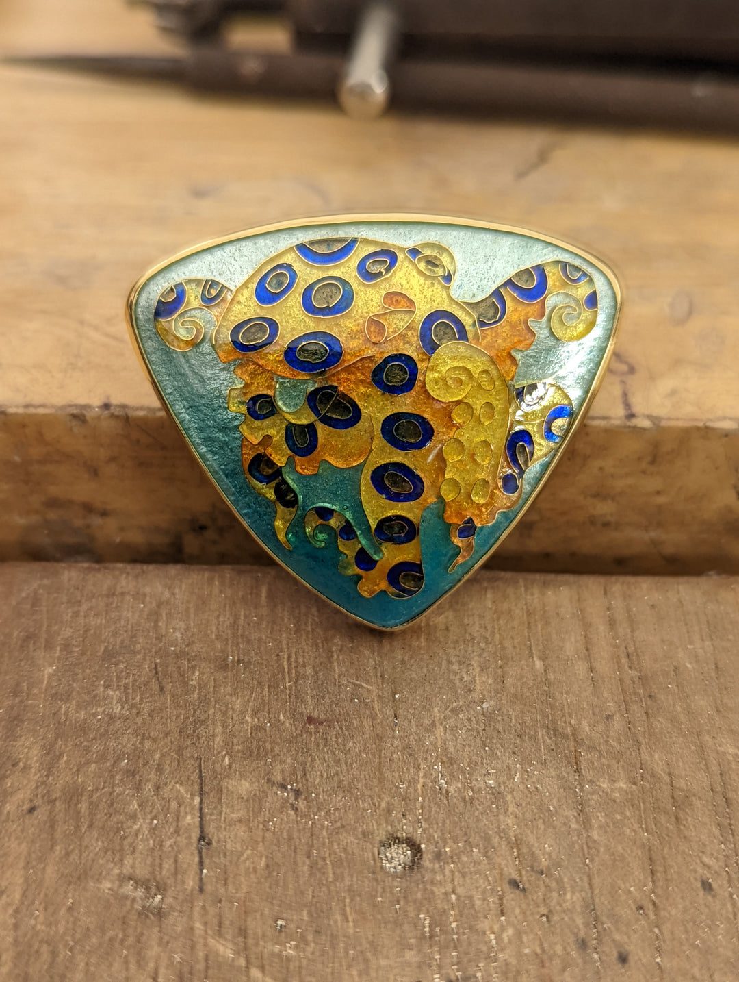 Gold Blue Ringed Octopus Pendant