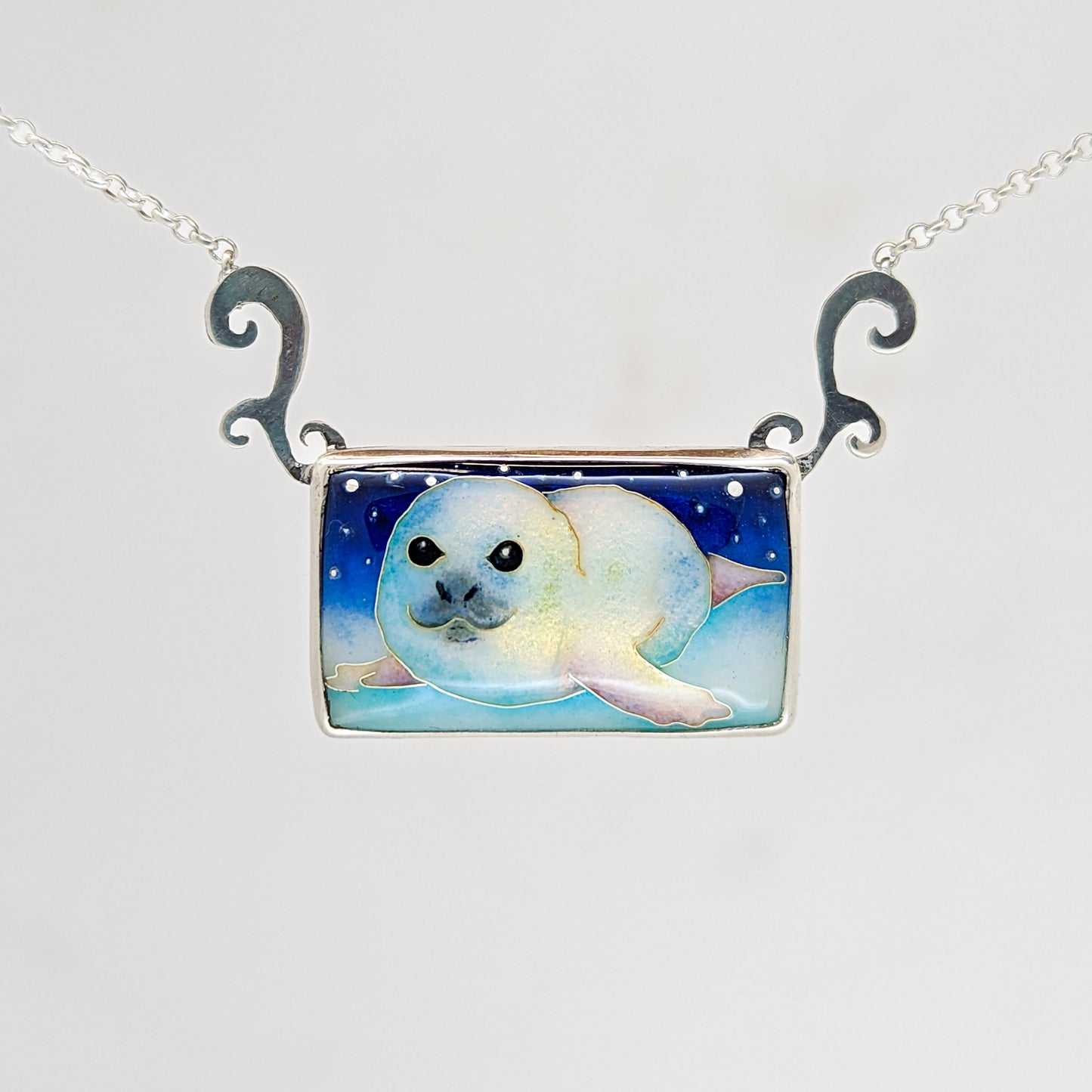 Cloissonné seal pup pendant