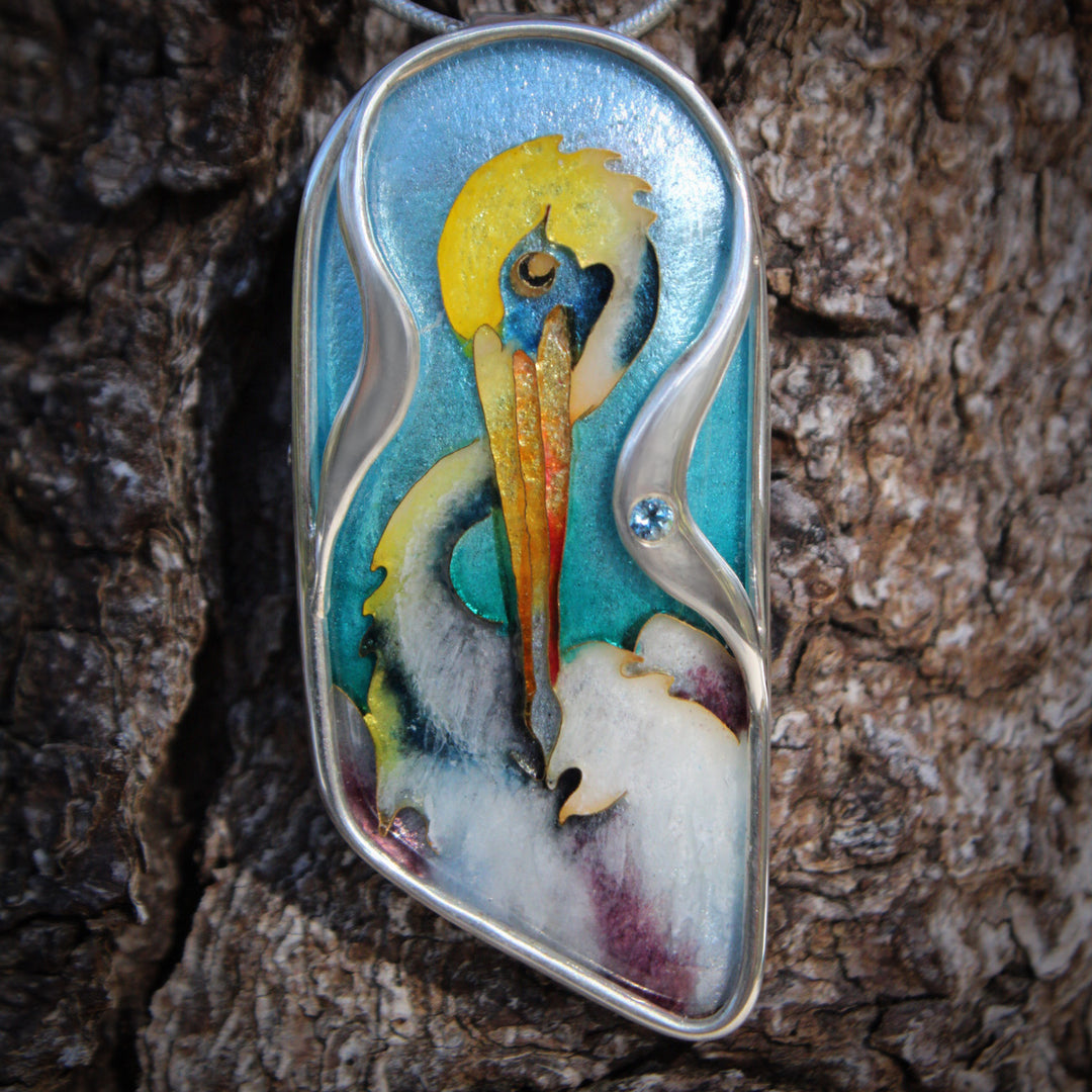 Pelican Cloisonné Pendant