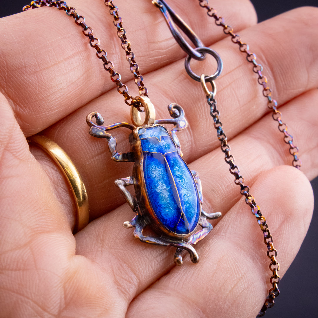 Milkweed Beetle Cloisonné Necklace