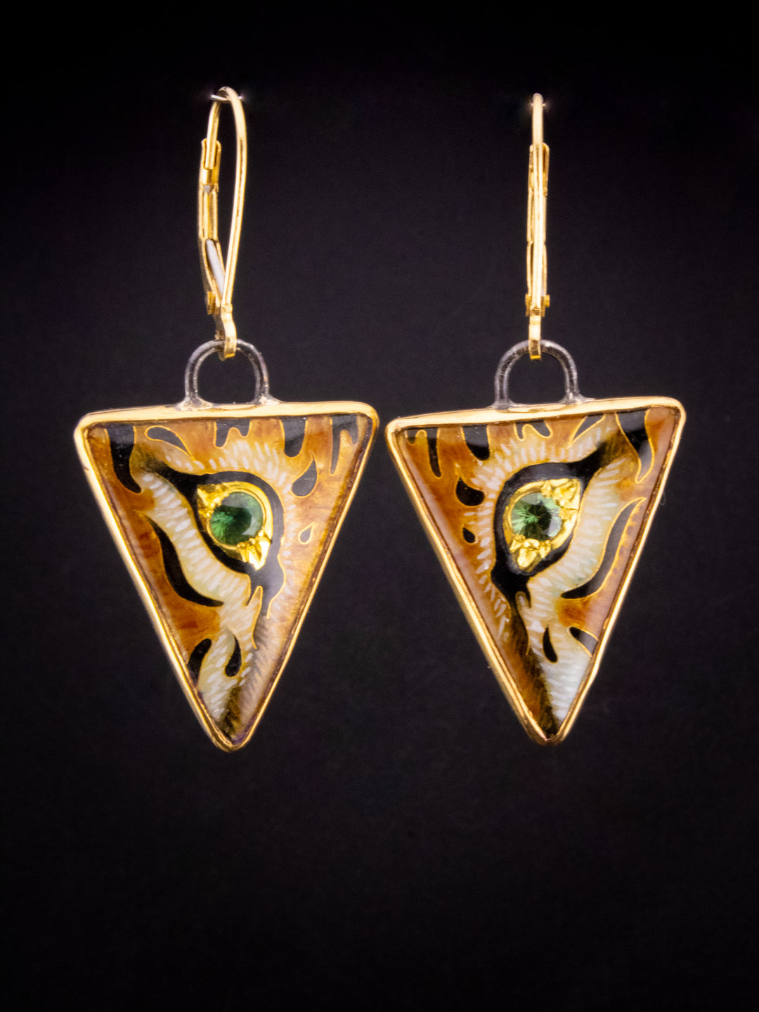 Tigers Eye Cloisonné Earrings