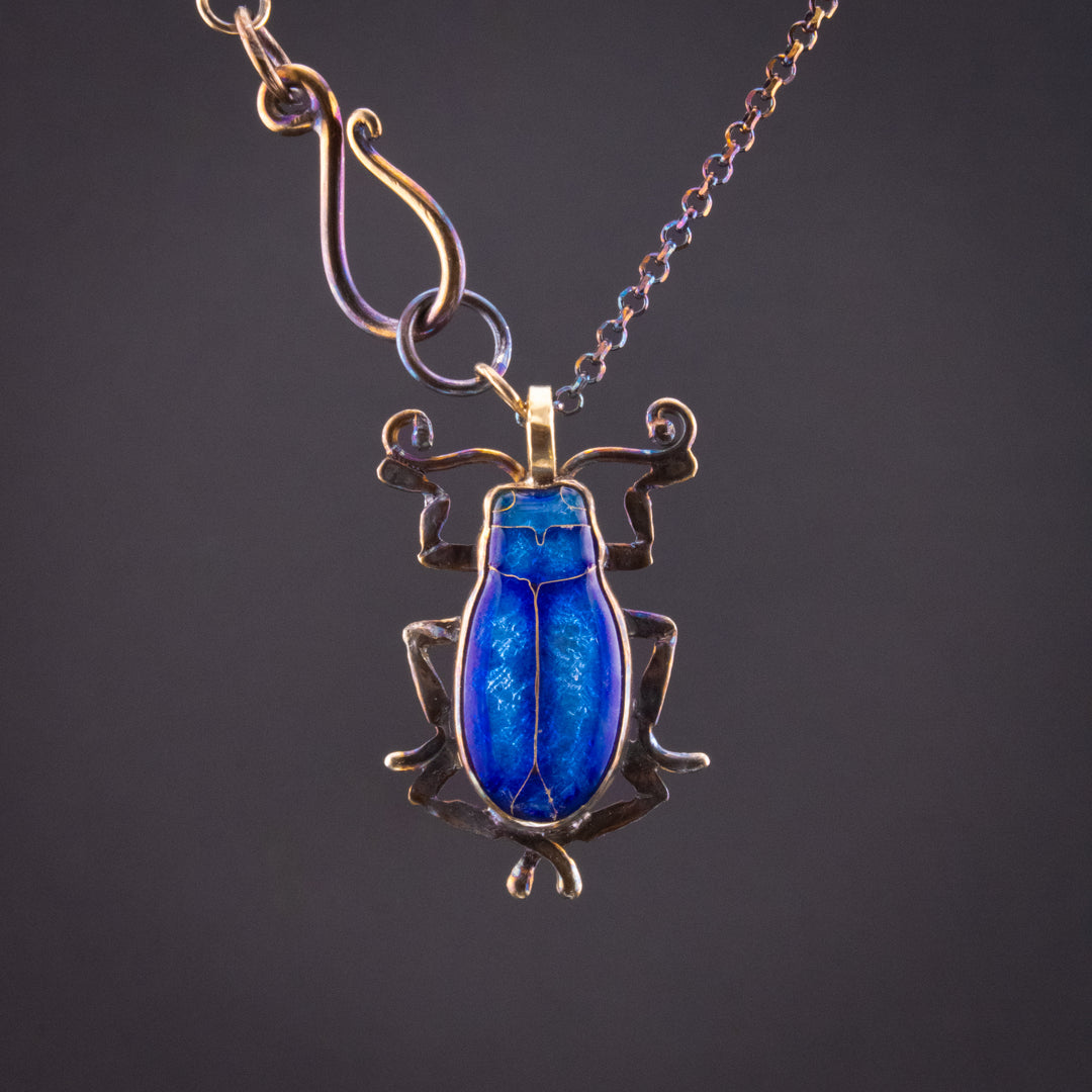 Milkweed Beetle Cloisonné Necklace