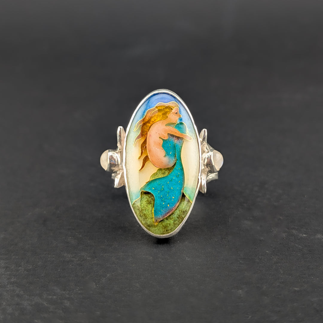 The Lonely Mermaid Cloisonné Ring