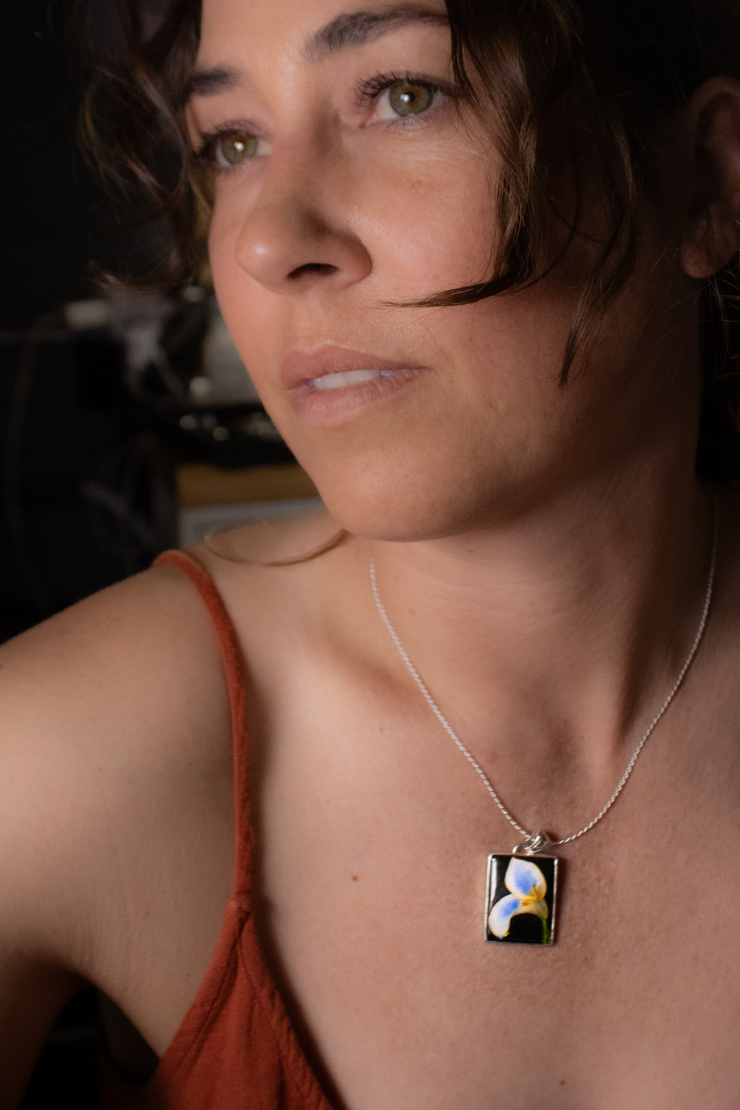 Calla Lilly Cloisonné Pendant
