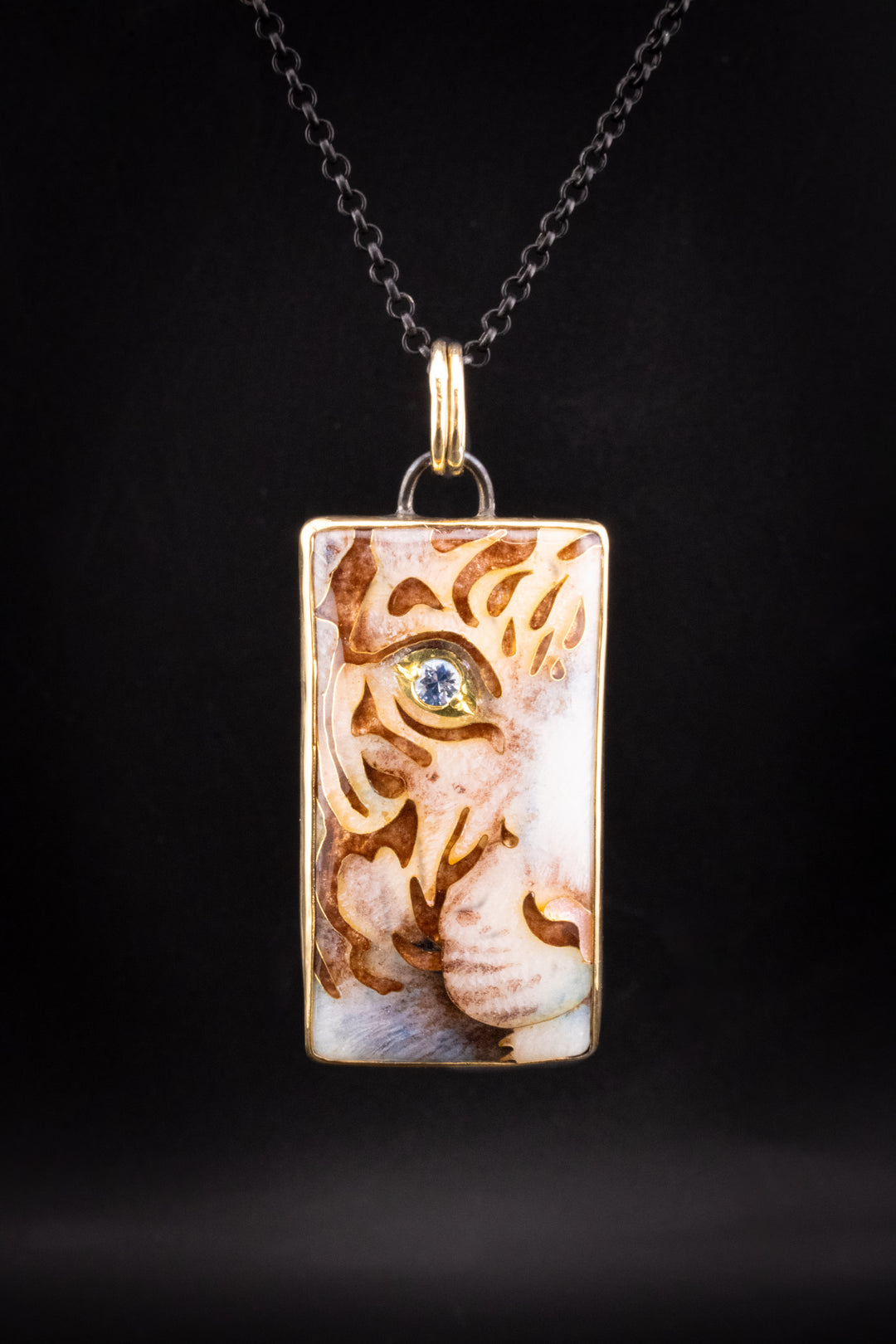 “Byakko” White Tiger Cloisonné Pendant