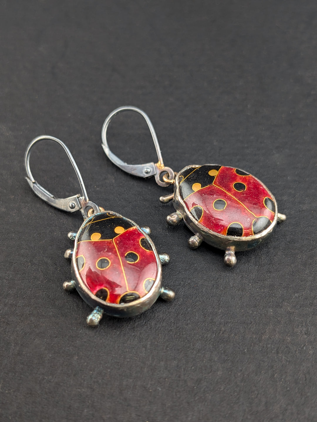 Lady Bug Cloisonné Earrings