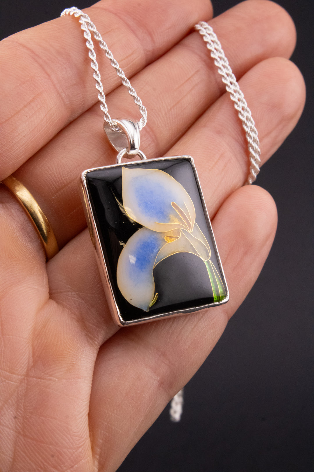 Calla Lilly Cloisonné Pendant