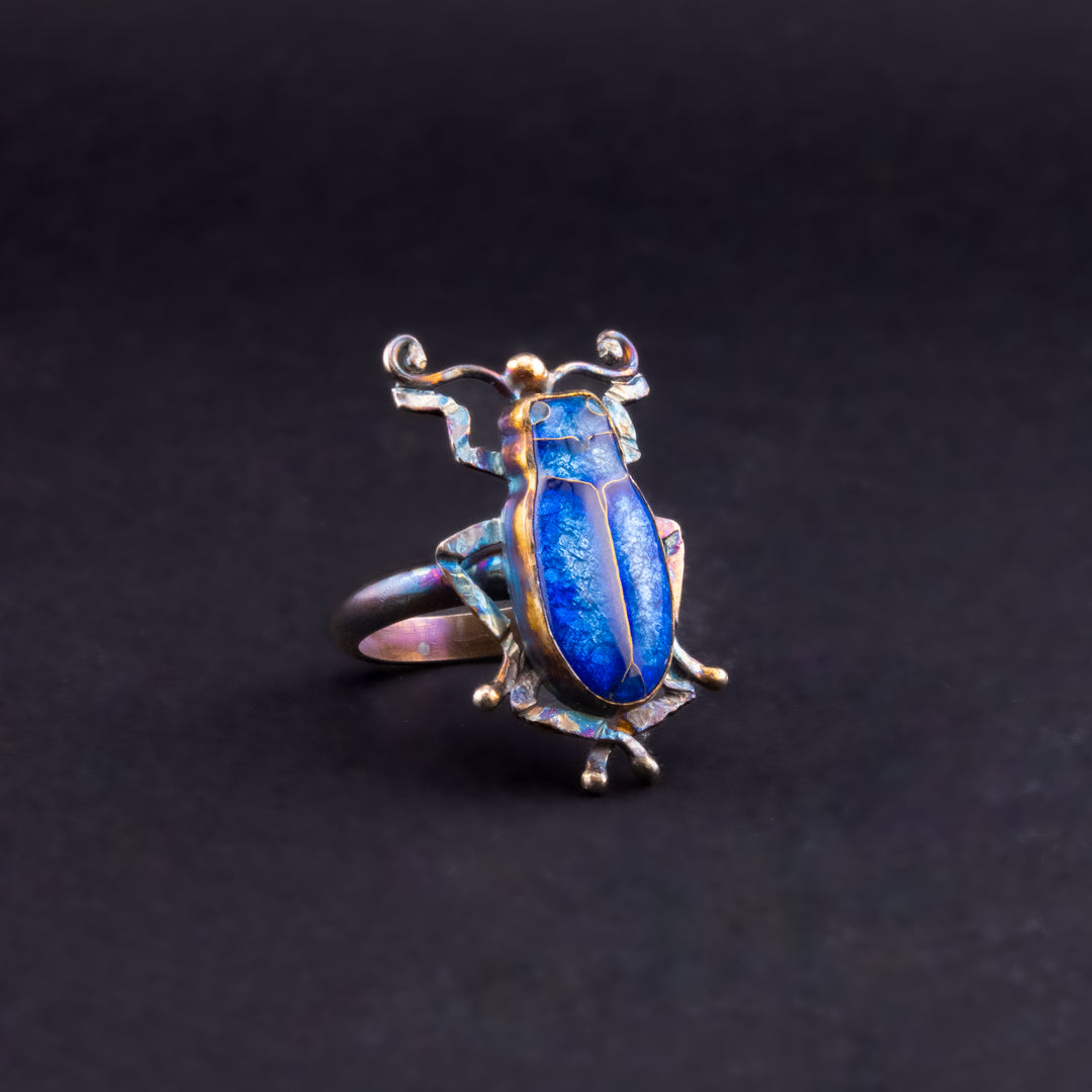 Milkweed Beetle Cloisonné Ring