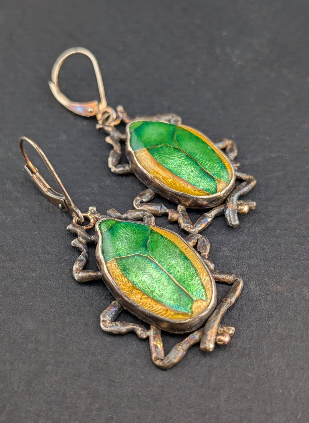Fig Eater Beetle Cloisonné Earrings #2