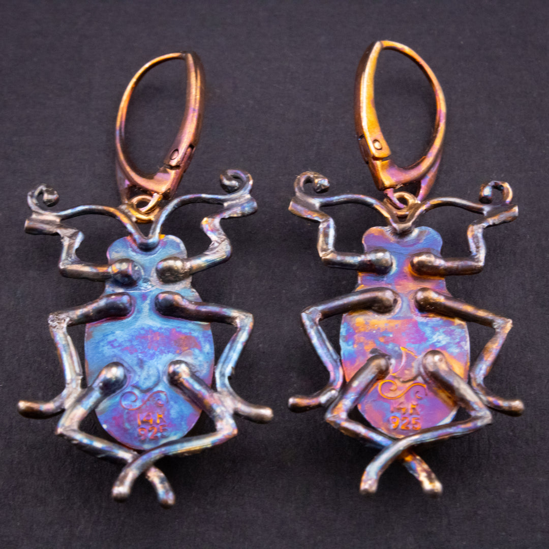 Milkweed Beetle Cloisonné Earrings