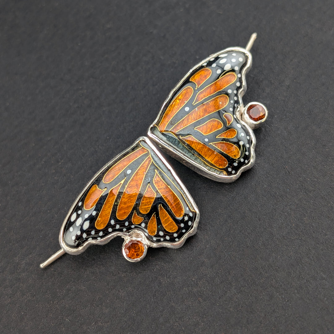 Monarch Butterfly Cloisonné Ear Jackets