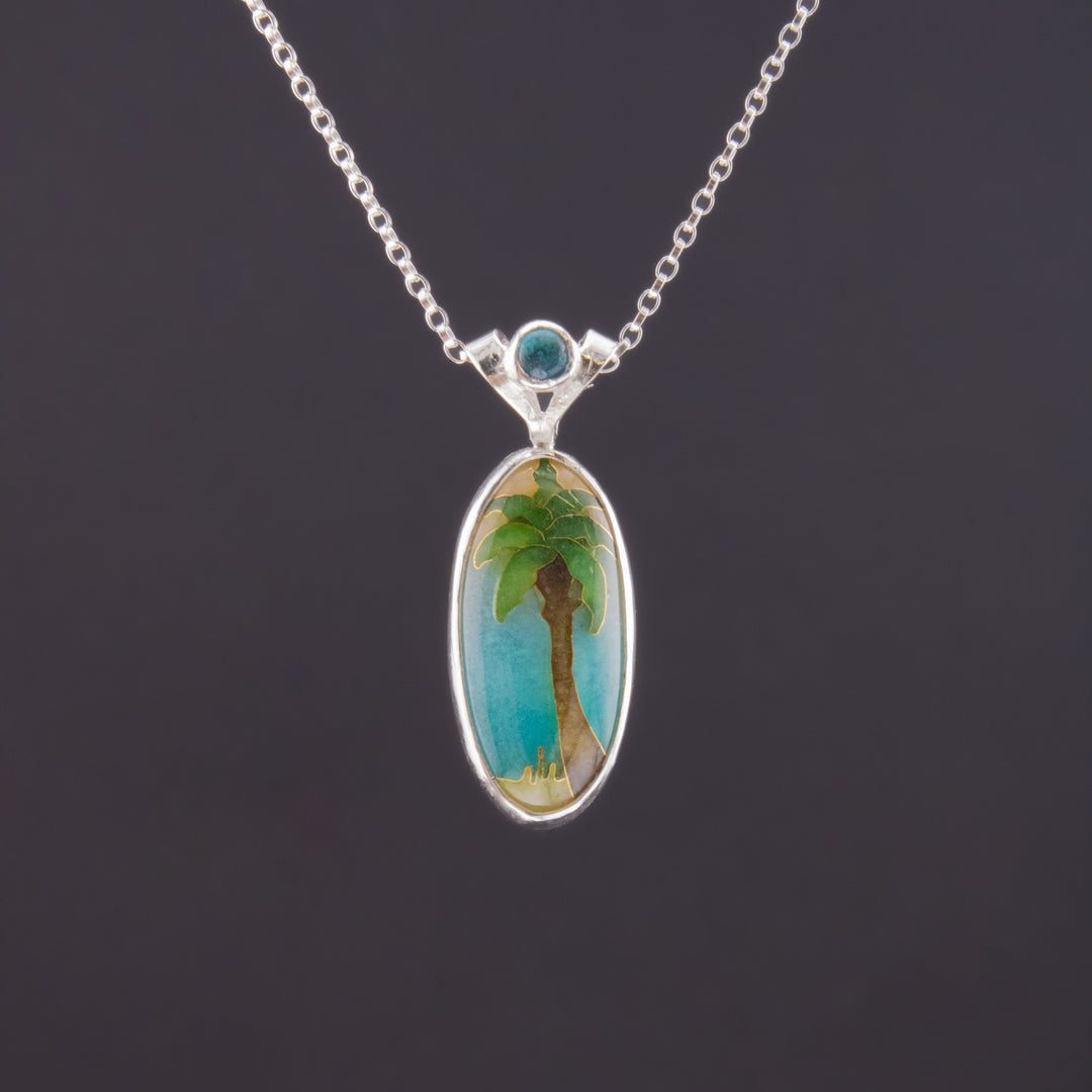Palm Tree Cloisonné Pendant