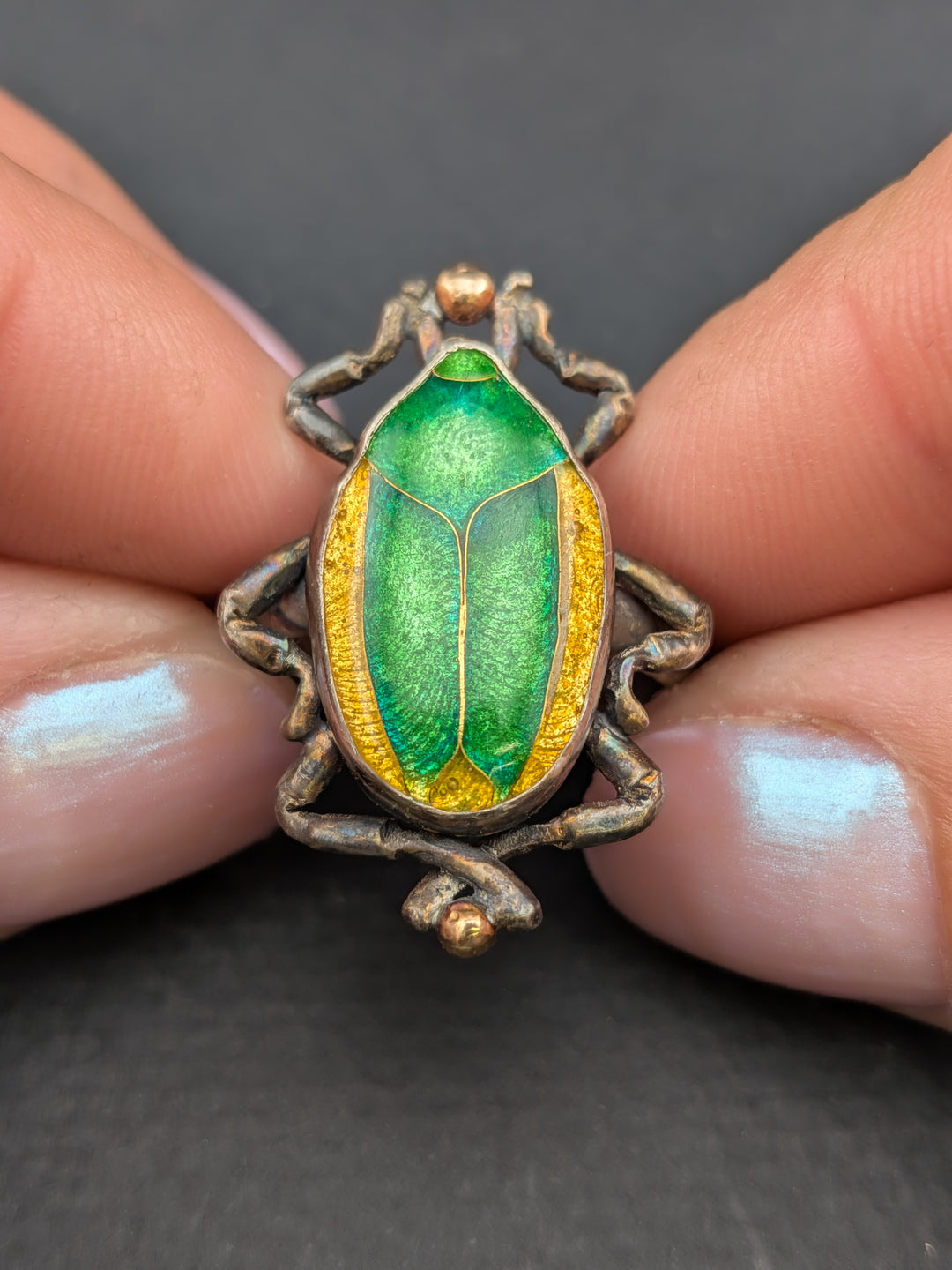 Fig Eater Beetle Cloisonné Ring #2