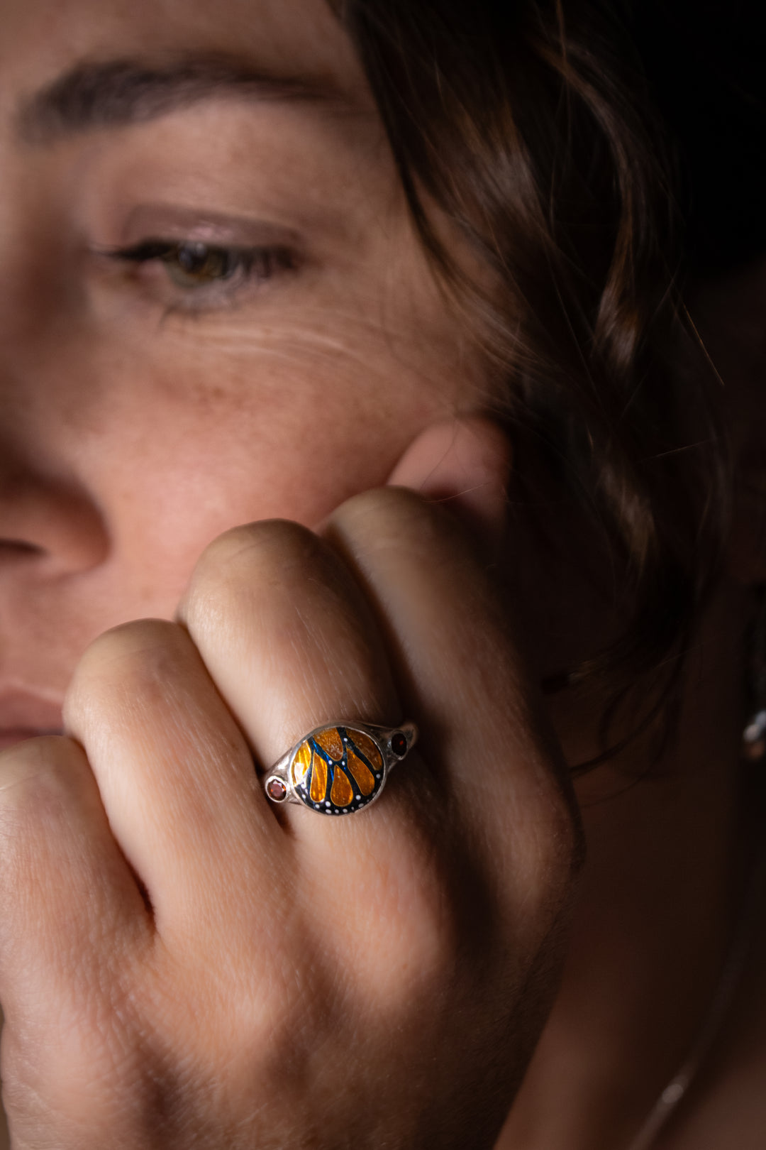 Monarch Butterfly Cloisonné Ring