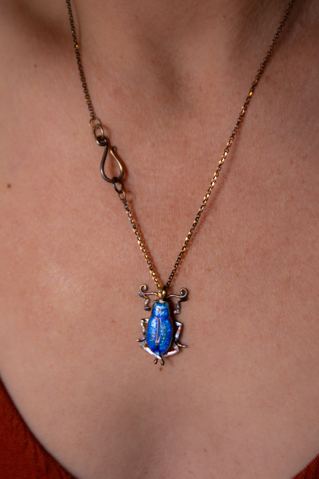 Milkweed Beetle Cloisonné Necklace