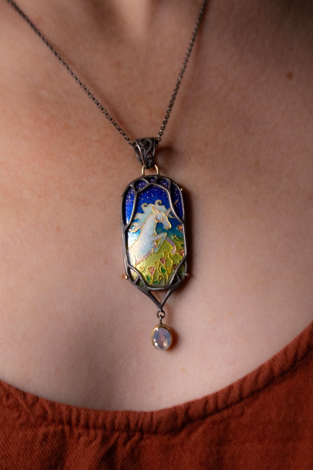 Unicorn Cloisonné Pendant