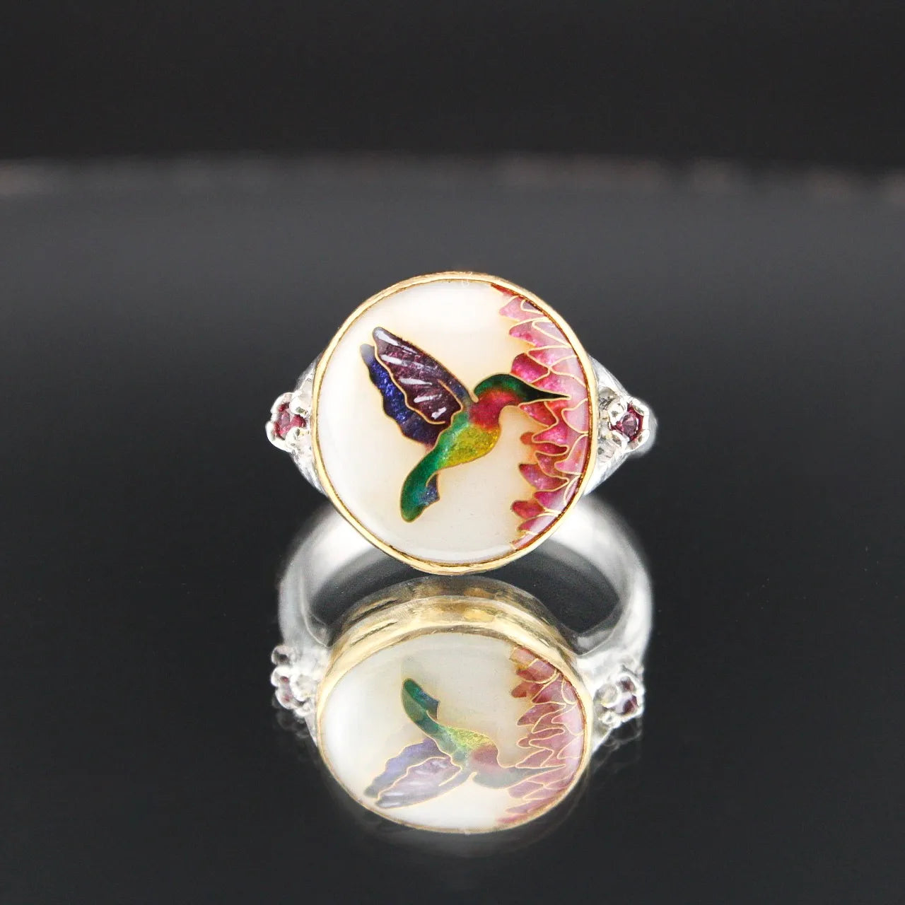 Custom Cloisonne Hummingbird Ring