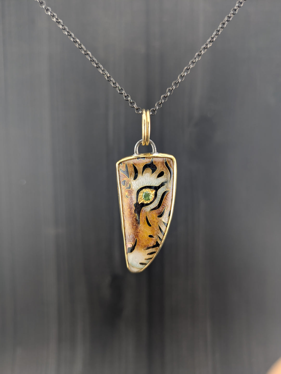 Eye of the Tiger Cloisonné Pendant