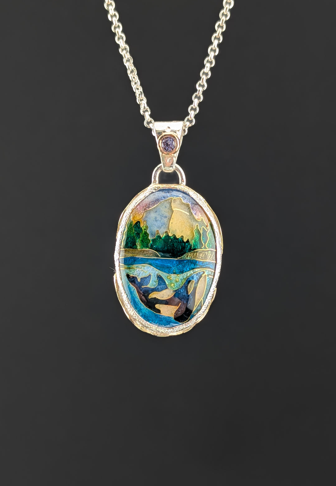 "Rise of the Wild" Orca and Mountain Range Pendant