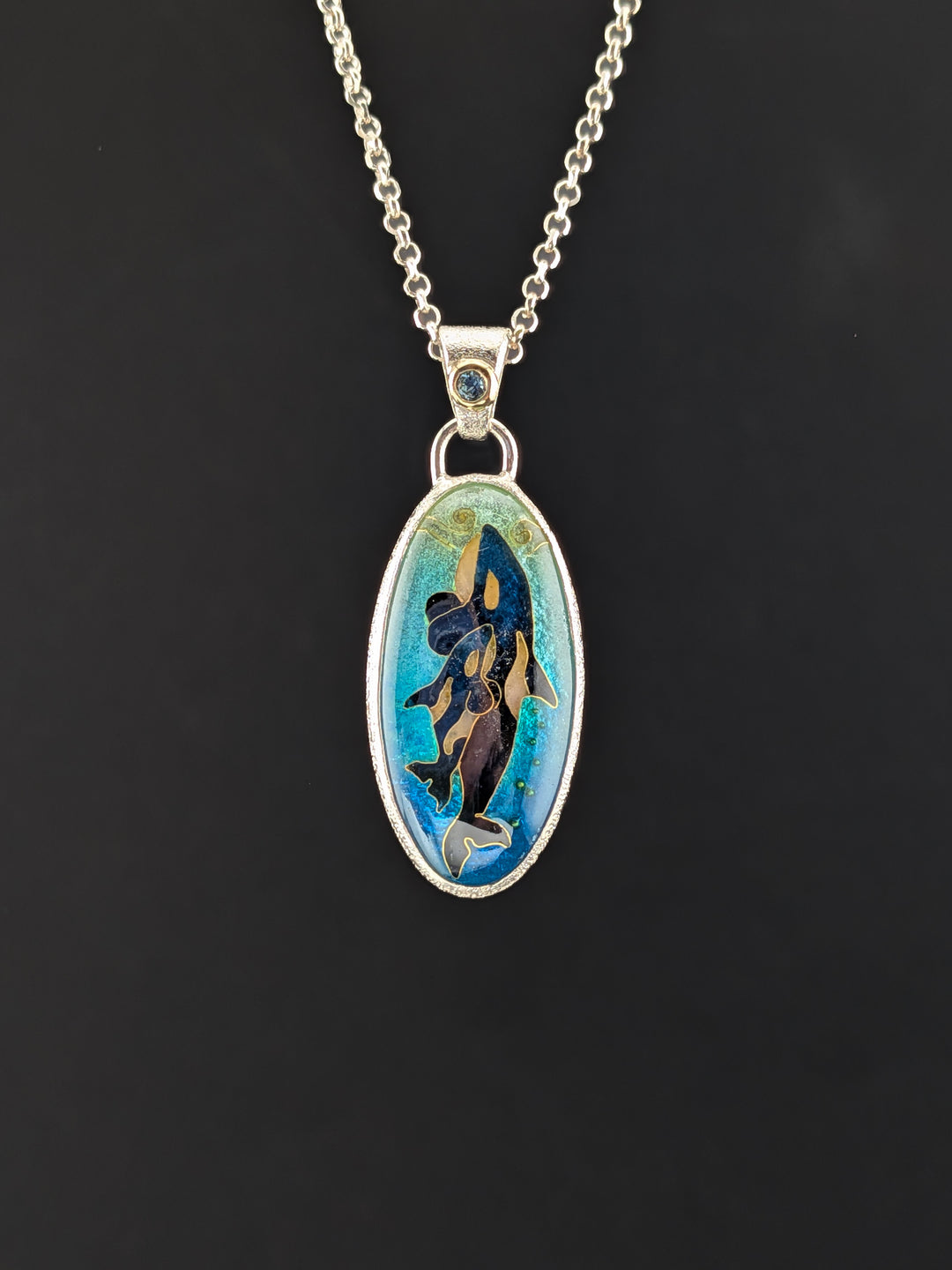 "Guided by the Tide" Orca and Calf Pendant