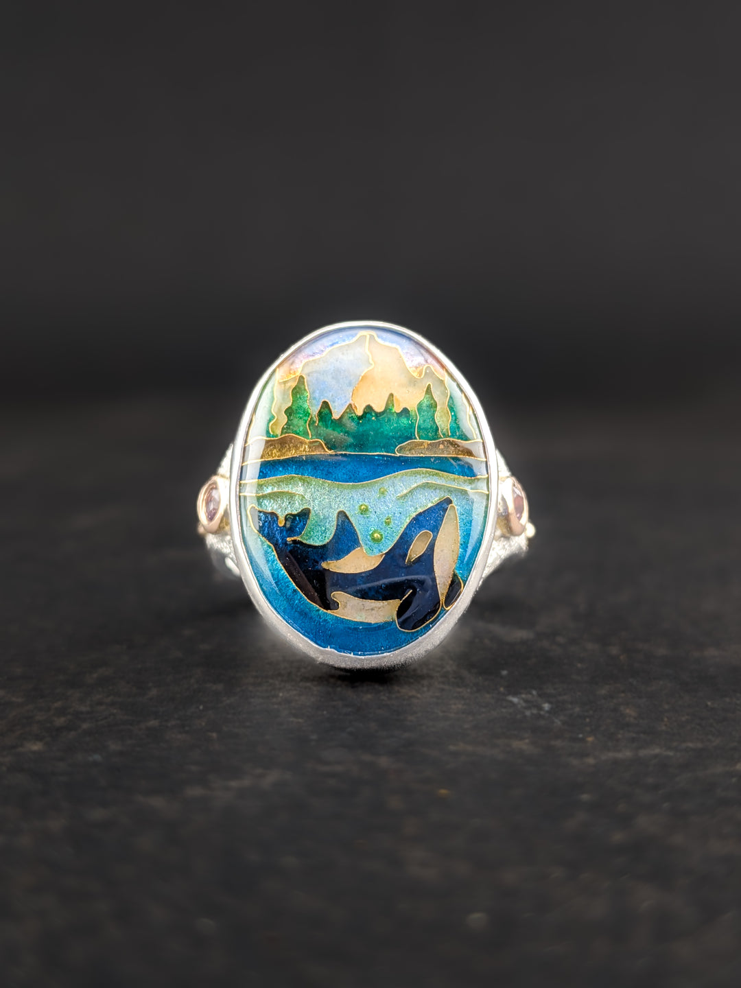 "Rise of the Wild" Orca and Mountain Range Ring