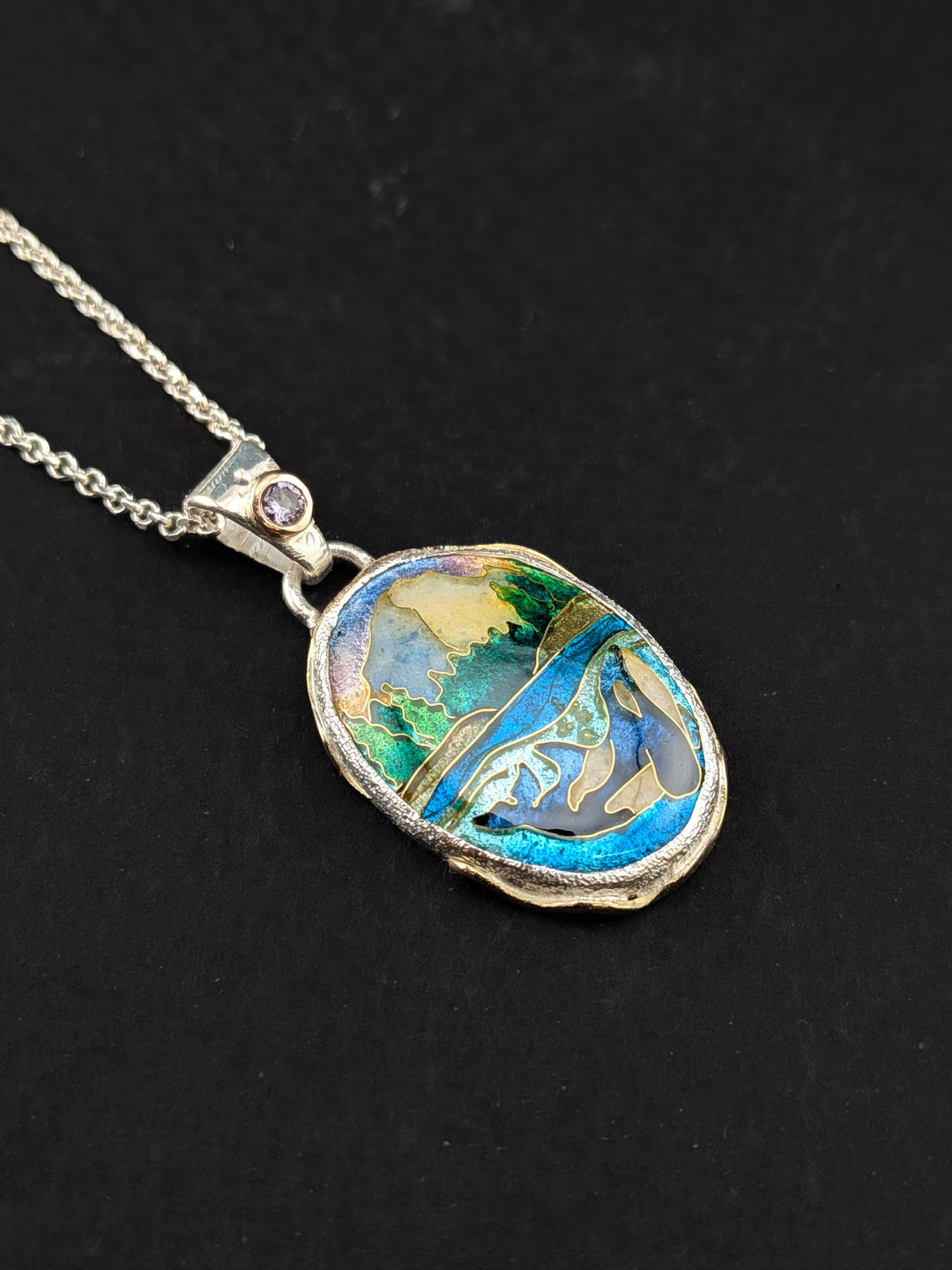 "Rise of the Wild" Orca and Mountain Range Pendant