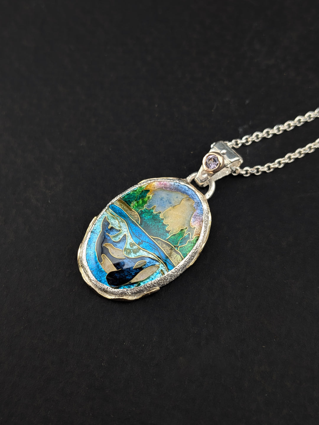 "Rise of the Wild" Orca and Mountain Range Pendant