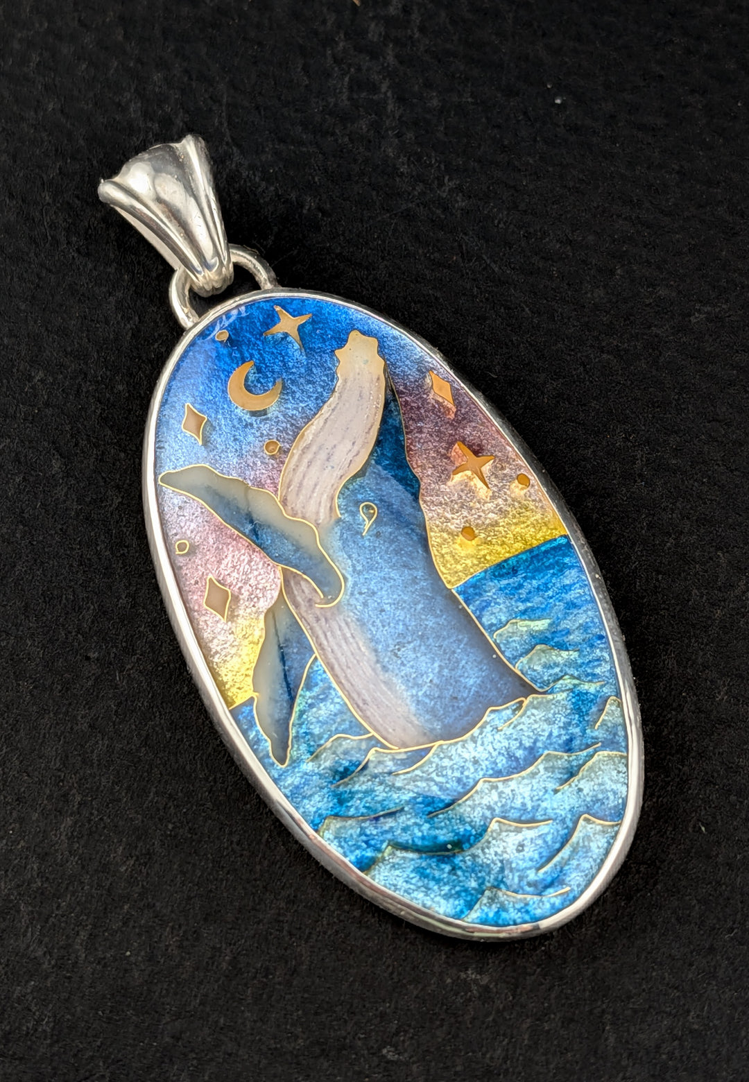 Humpback Whale Cloisonne Pendant *reserved*