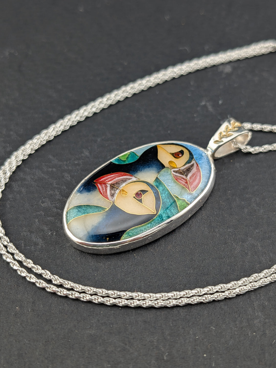 The Isle's Companions Cloisonné Puffin Inspired Pendant