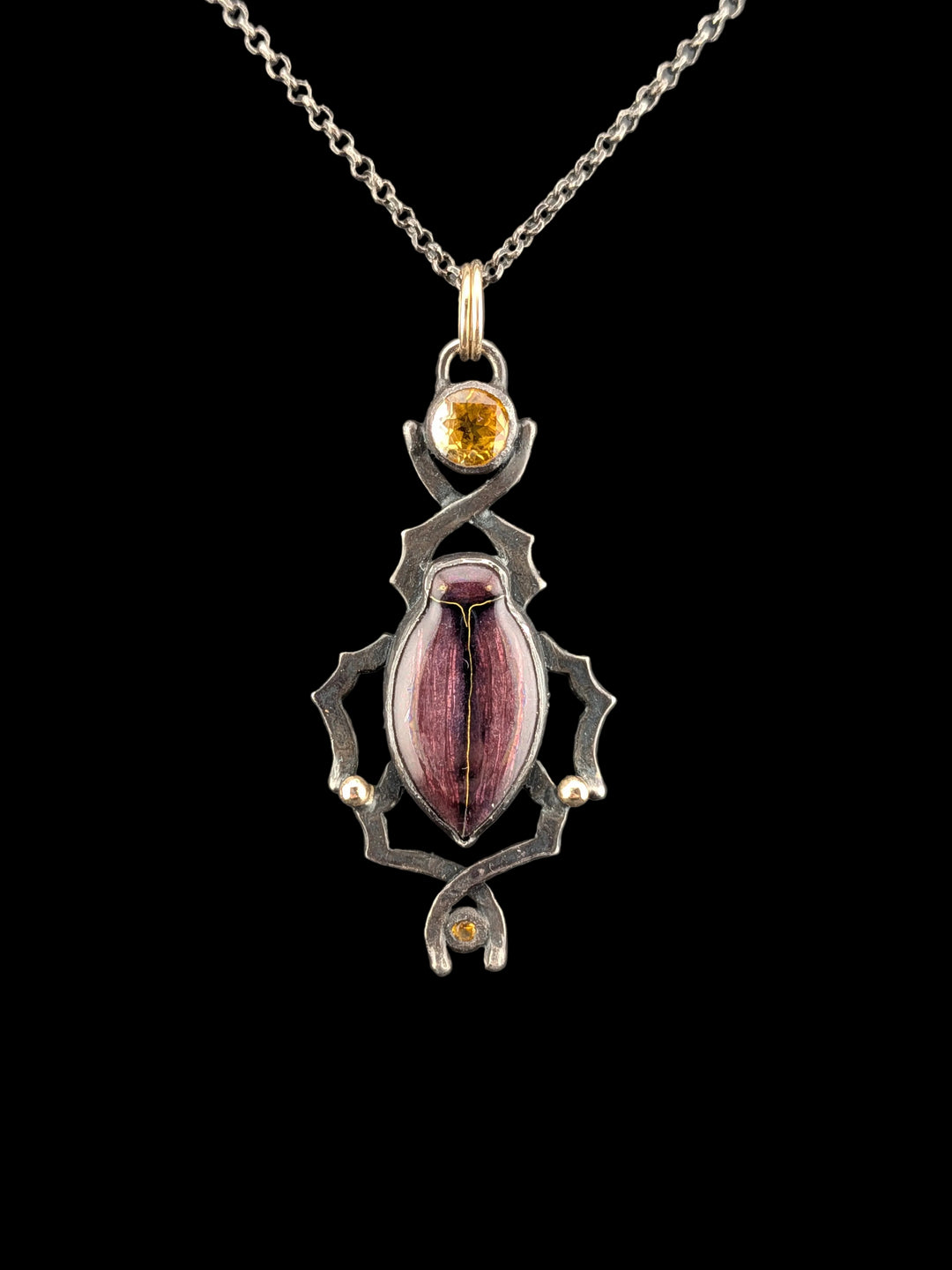 Violet Ground Beetle Necklace
