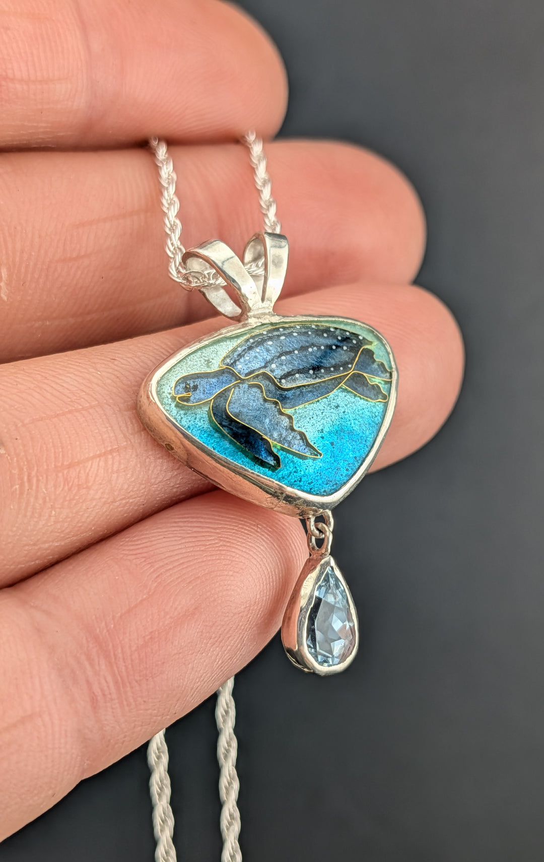 Leatherback Sea Turtle cloisonné pendant