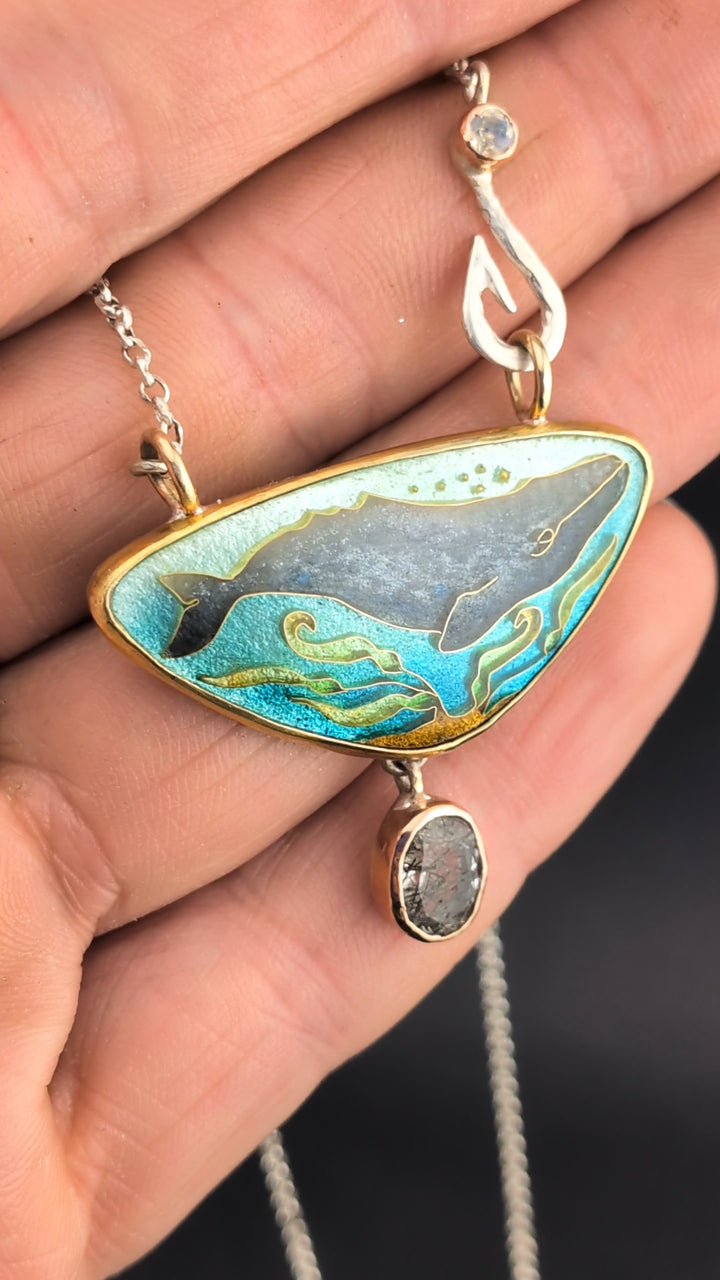 Grey Whale Cloisonne Necklace