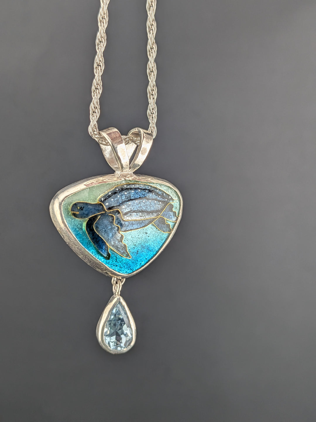 Leatherback Sea Turtle cloisonné pendant