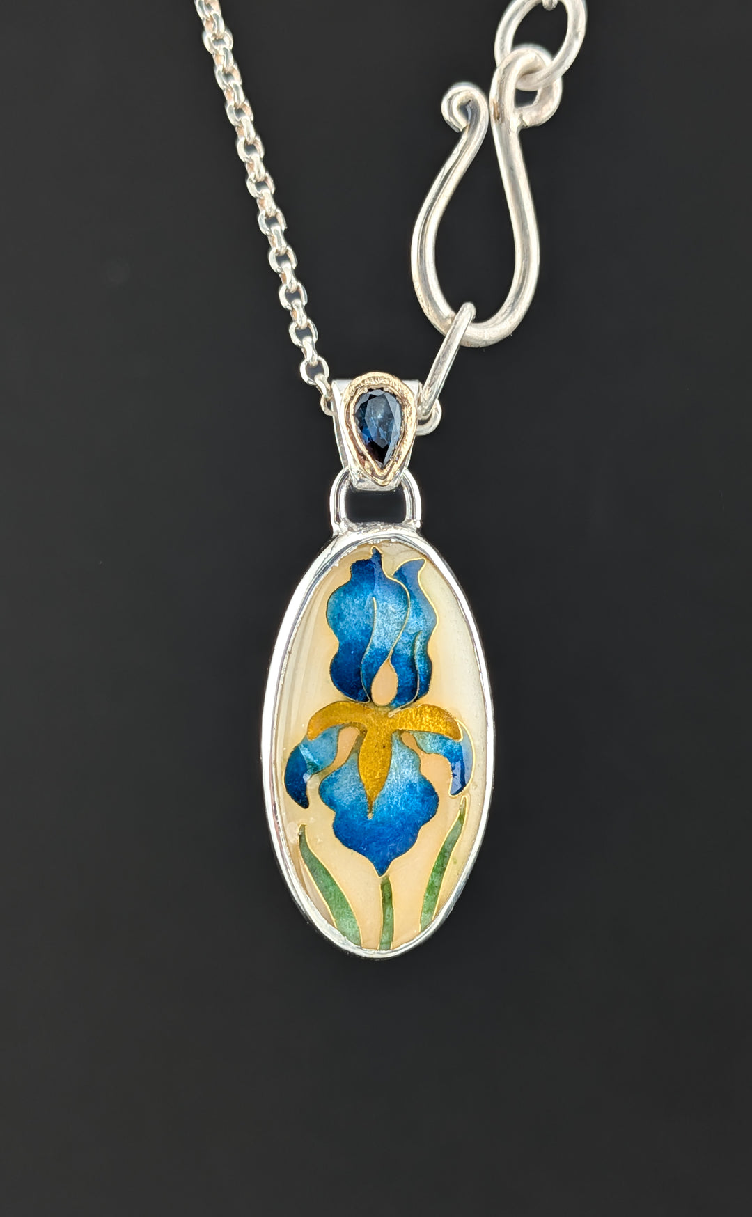 Blue Iris Cloisonne Pendant