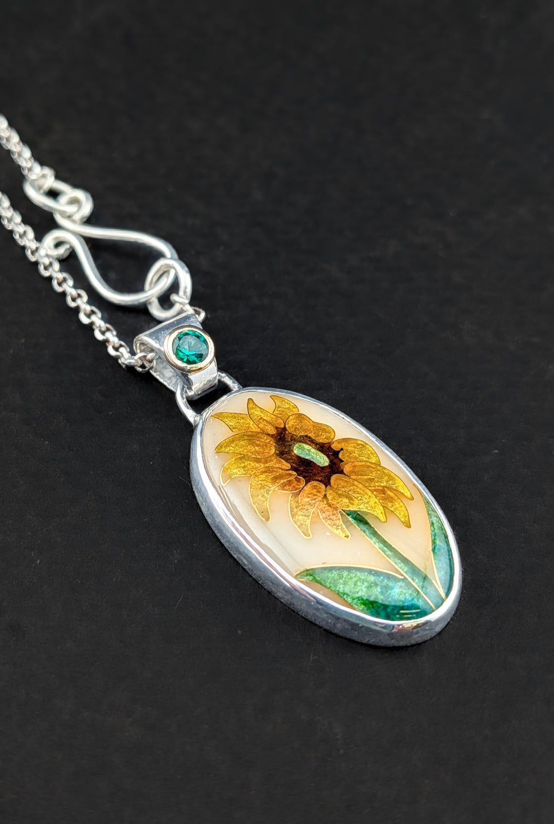Summer Sunflower Cloisonne Pendant