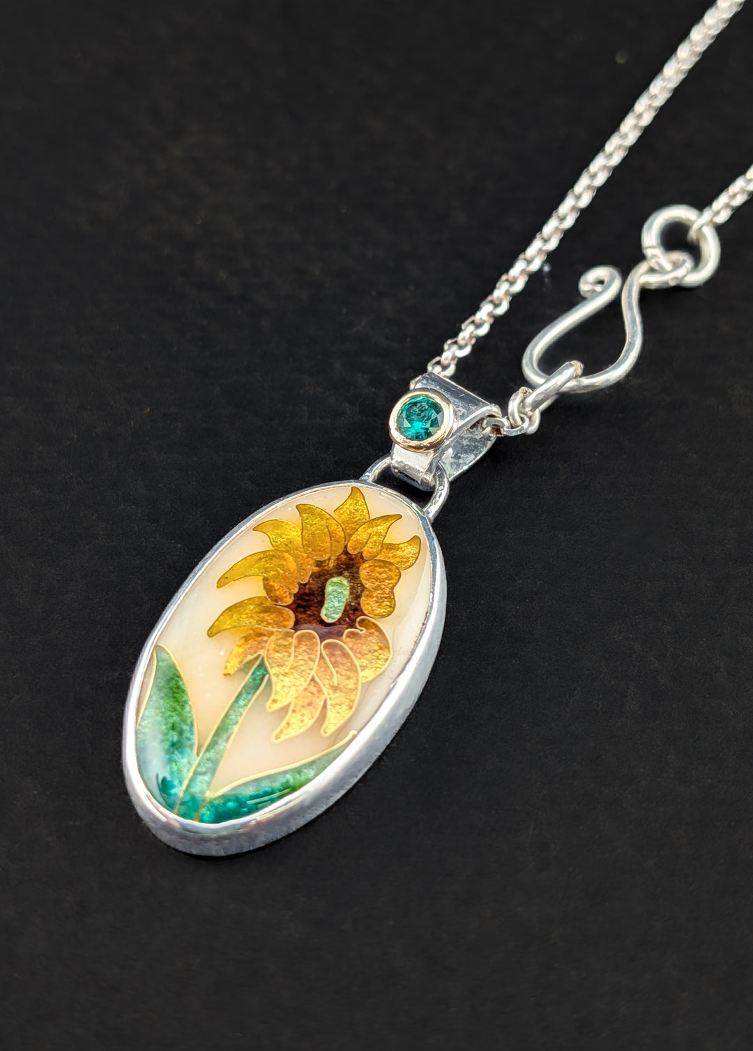 Summer Sunflower Cloisonne Pendant