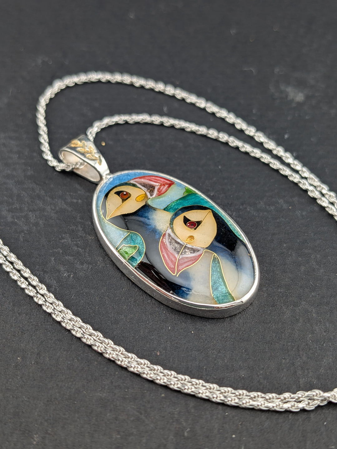 The Isle's Companions Cloisonné Puffin Inspired Pendant