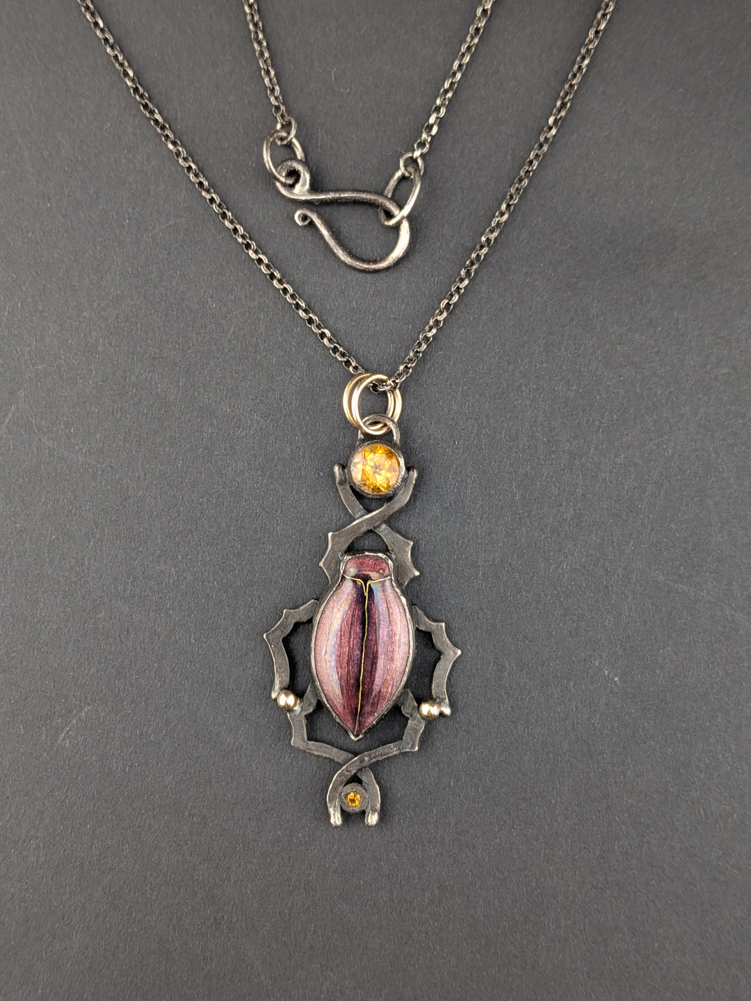 Violet Ground Beetle Necklace