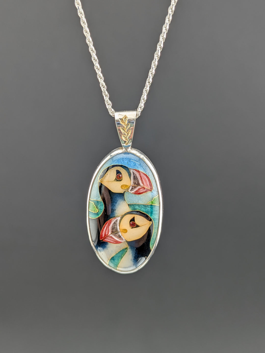 The Isle's Companions Cloisonné Puffin Inspired Pendant