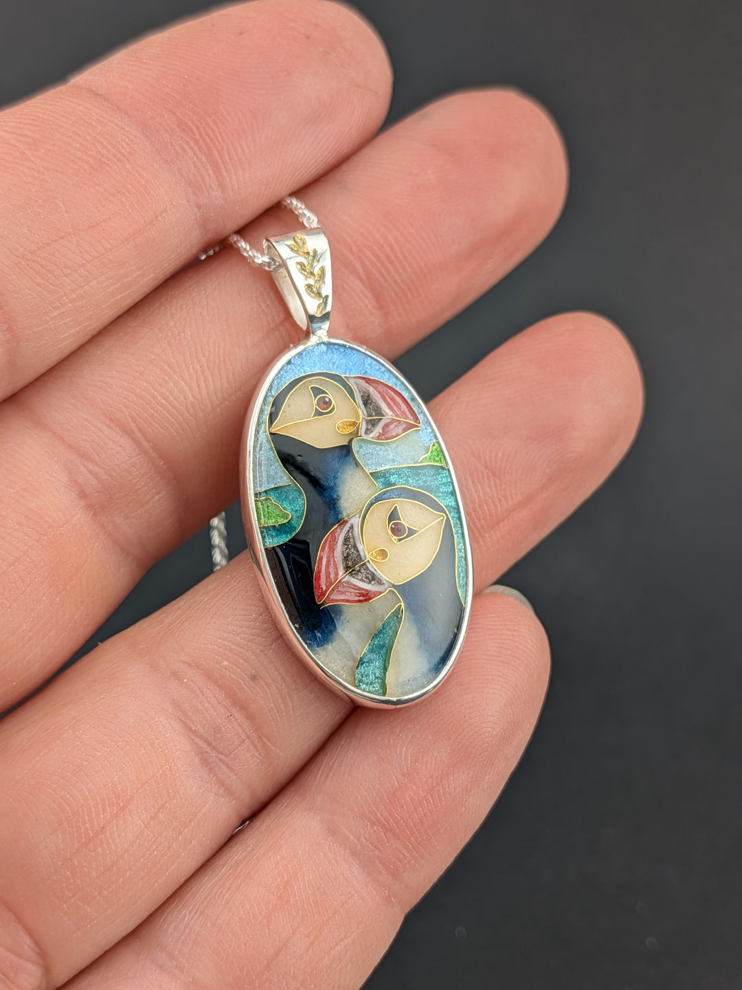 The Isle's Companions Cloisonné Puffin Inspired Pendant