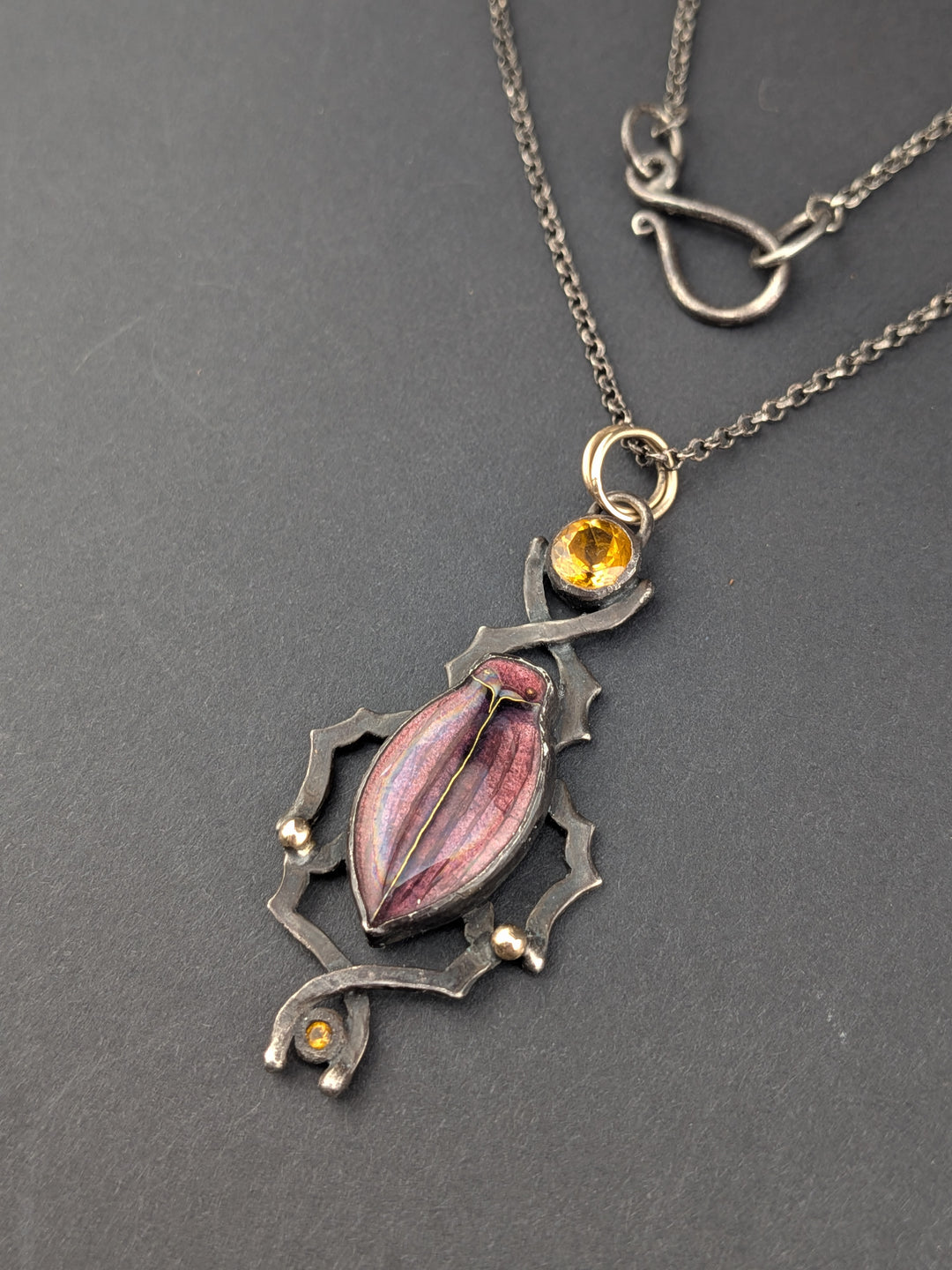 Violet Ground Beetle Necklace