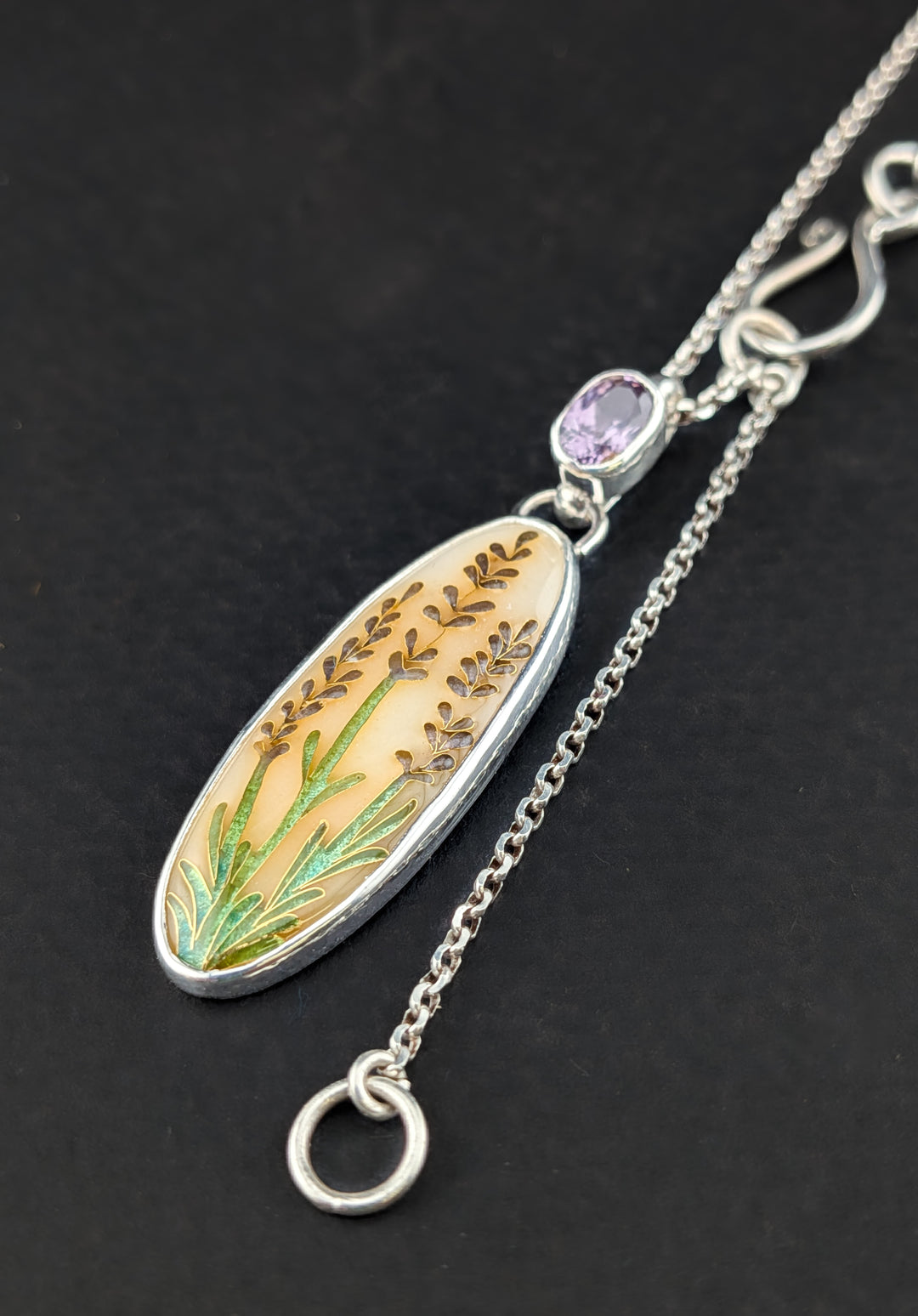 Lavender Essential Oils Cloisonne Pendant
