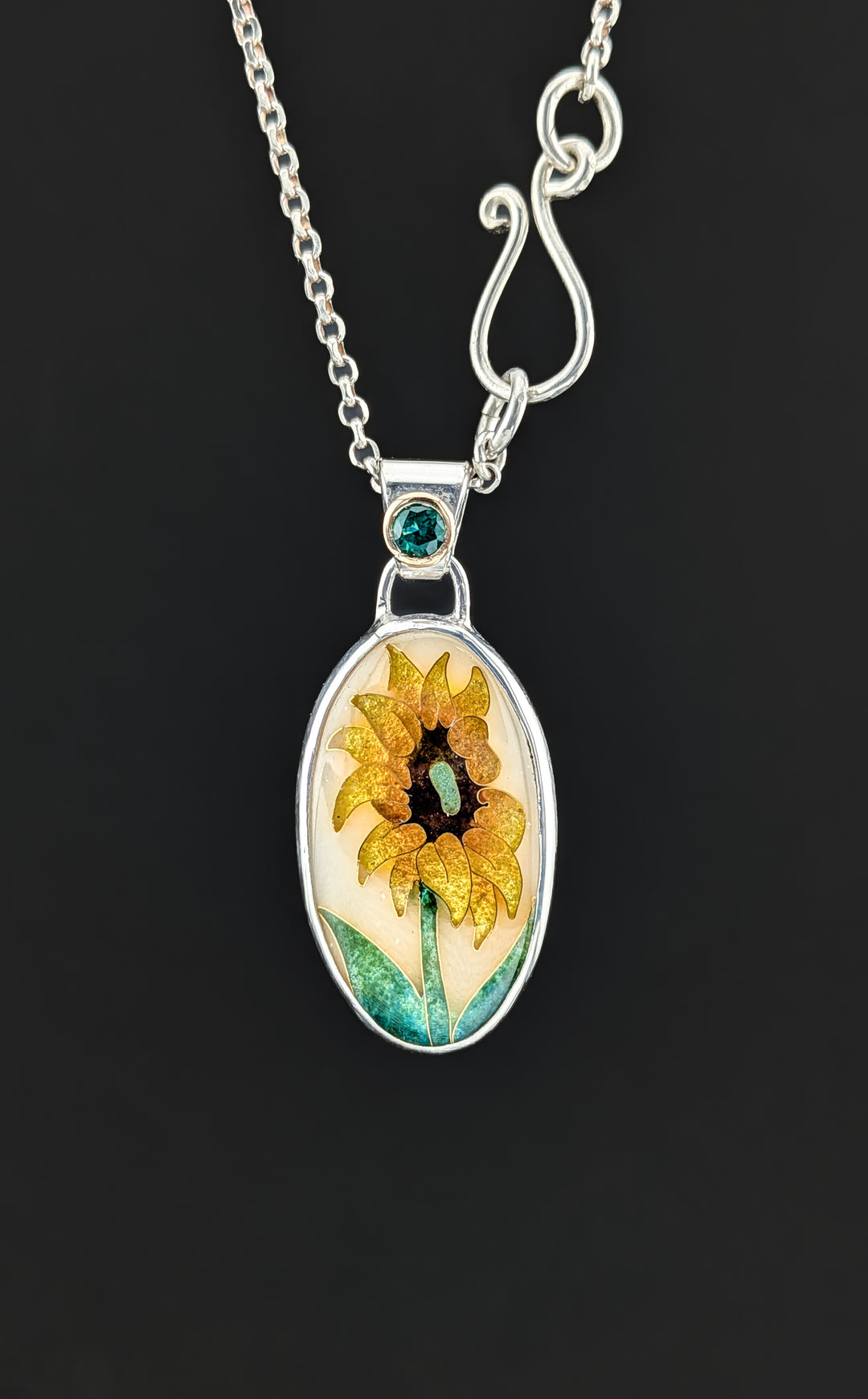 Summer Sunflower Cloisonne Pendant