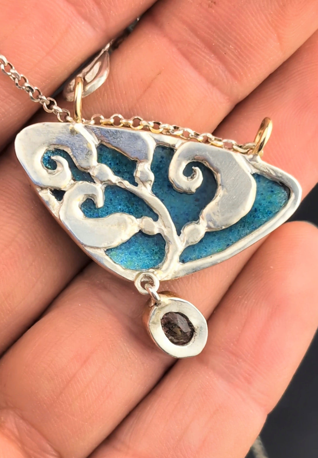 Grey Whale Cloisonne Necklace